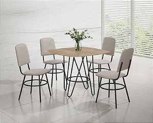 CONJUNTO MESA LAIS DC QD. 0,90X0,90 MDF-BP-4 CAD.LAIS DC - C - BC-81 - PRT - PRT - CAN