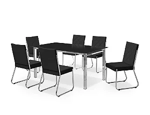 CONJUNTO MESA ONIX CR RT. 1,60X0,90 VD SERIG-6 CAD.DALLAS NEW CR - B - B-364 - B-364 - VPR