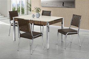 CONJUNTO MESA FACINARE CR RT. 1,20X0,80 VD SERIG-4 CAD.RAINHA NEW JUNCO CR - B - BC-82 - J 03 - NT - VOF