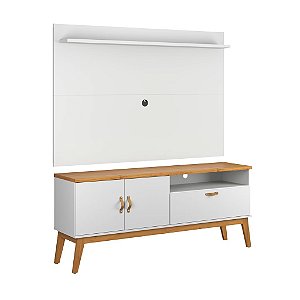 Rack com Painel Sirius Branco Acetinado com Cinamomo 1.6