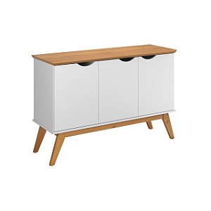 BUFFET 3 PORTAS PRISM BRANCO ACETINADO/CINAMOMO