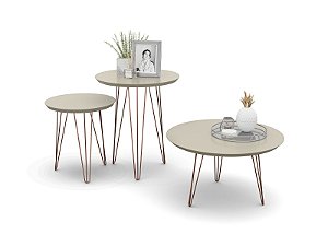 CONJUNTO 3 MESAS EVOLUTION OFF WHITE -CENTRO/APOIO/LATERAL