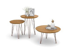 CONJUNTO 3 MESAS EVOLUTION CINAMOMO -CENTRO/APOIO/LATERAL