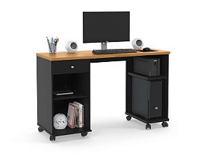 MESA DE COMPUTADOR MILLION PRETO ACETINADO/CINAMOMO