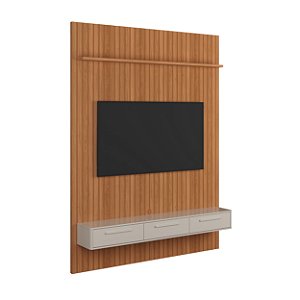 PAINEL FRISADO OSLO COM BANCADA BALI JEQUITIBA/OFF WHITE