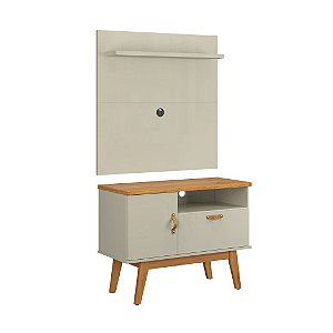 Rack com Painel Sirius Off White com Cinamomo 0.9