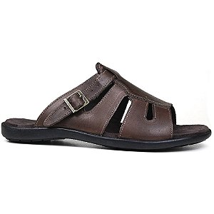 Chinelo Masculino De Couro Chocolate