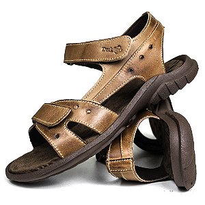 Sandália Papete Masculina De Couro Tabaco