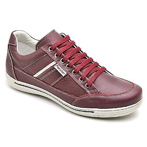 Sapatênis Casual Conforto Couro Vermelho