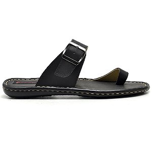Chinelo Masculino Conforto Couro Preto