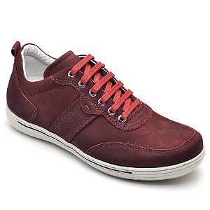 Sapatênis Casual Conforto Couro Vermelho
