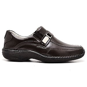 Sapato Conforto Couro Masculino Marrom