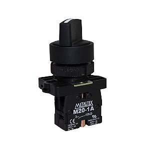 Chave Seletora Plástica KNOB Curto - 2 Posições Fixas 90° - 1NA - P20SCR2-B-1A - Metaltex