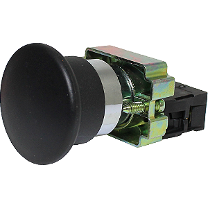 Pulsador Cogumelo 22mm Metálico Preto 1NA - M20AMR-B-1A - Metaltex