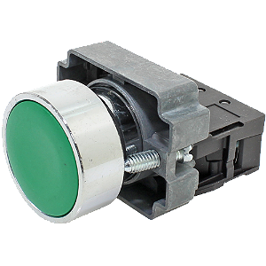 Pulsador Faceado 22mm Metálico Verde 1NA - M20AFR-G-1A - Metaltex