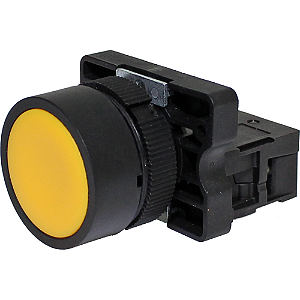 Pulsador Faceado 22mm Plástico Amarelo 1NF - P20AFR-Y-1B - Metaltex