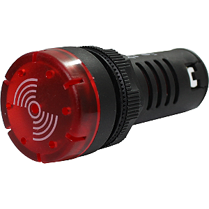 Sinalizador 22mm Sonoro/LED - 220V CA - Vermelho - BZ20-2L-R - Metaltex