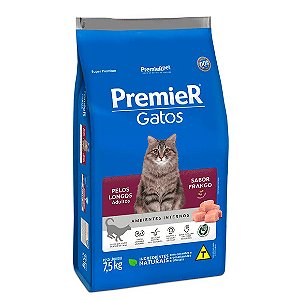 Premier Ambientes Internos Gatos Adultos Pelos Longos Frango 7,5 kg