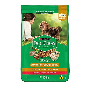 Dog Chow Cães Adultos Minis e Pequenos Carne, Frango e Arroz 15 kg