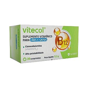 Suplemento Vitamínico para Cães e Gatos Vitecol 30 comprimidos