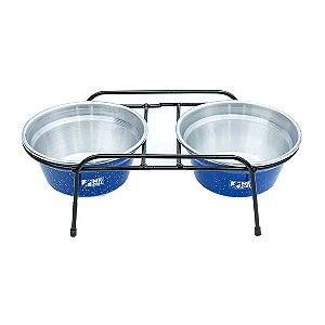Comedouro Aramado Duplo NF Pet Azul 1,2 L