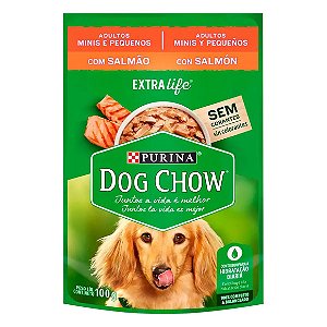 Ração Úmida Dog Chow Cães Adultos Mini e Pequenos Salmão 100 g