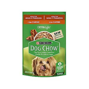 Ração Úmida Dog Chow Cães Adultos Mini e Pequenos Carne 100 g
