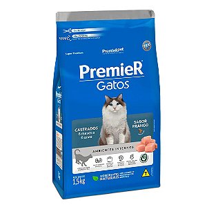 Premier Ambientes Internos Gatos Castrados 6 Meses a 6 Anos Frango 1, 5 kg