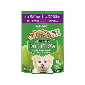 Ração Úmida Dog Chow Cães Filhotes Mini e Pequenos Frango 100 g