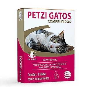 Vermífugo Petzi Gatos 4 comprimidos