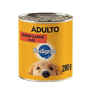 Ração Úmida Pedigree para Cães Adultos Lata Patê de Carne 280 g