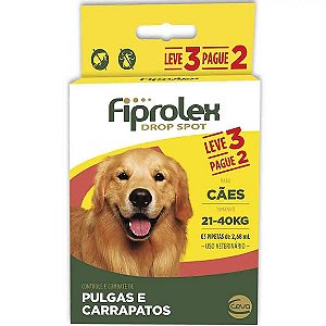Combo Antipulgas Fiprolex Cães 21 a 40kg Único