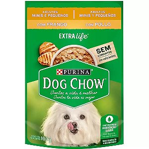 Ração Úmida Dog Chow Cães Adultos Mini e Pequenos Frango 100 g