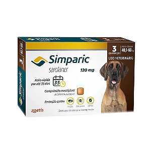 Antipulgas Simparic 40 a 60kg Cães 120mg 3 comprimidos