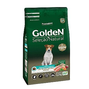 Golden Seleção Natural Cães Adultos Porte Pequeno Frango e Arroz Mini Bits 1 kg