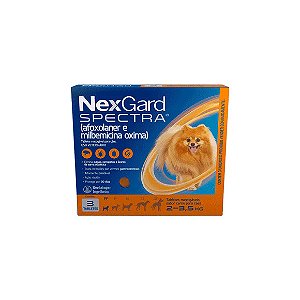 NexGard Spectra Antipulgas e Vermífugo Cães 2kg a 3,5kg 3 tabletes