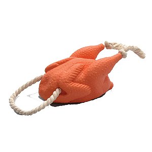 Frango De Borracha Com Corda Brinquedo Para Pet 24 Cm Único