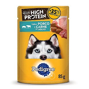 Ração Úmida Pedigree High Protein Cães Adultos Porco e Carne Ao Molho 85g