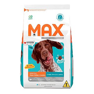 Max para Cães Adultos Raças Médias e Grandes Carne, Frango e Arroz 15 kg