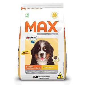 Max para Cães Filhotes Raças Médias e Grandes Carne e Arroz 15 kg