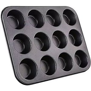 Forma de Cupcake Antiaderente Teflon 12 Cavidades
