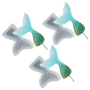 Kit C/ 3 - Pirulito De Cristal Cauda Sereia 10 Cm - Cod. 166