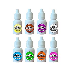 Kit Ink Sugar - KIT 8 Cores (Amarelo, Marrom, Roxa, Branca, Azul, Verde, Laranja, Rosa) - 15ml