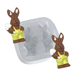 Molde de  Silicone 024 - Dupla de Coelhos Jardineiros