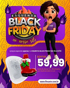 Molde de  Silicone 124 - Bota Natalina com Detalhes FLEXARTE