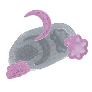 Molde de  Silicone 147 - Nuvens + Lua