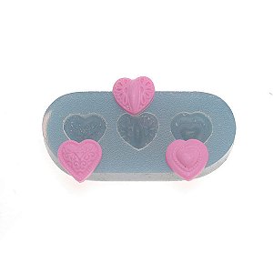 Molde de  Silicone 381 - Trio de Mini Corações