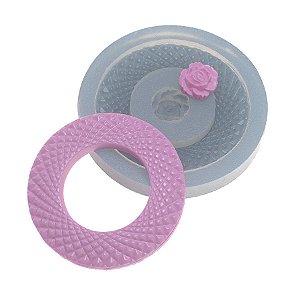 Molde de  Silicone 384 - Moldura Redonda + Rosinha