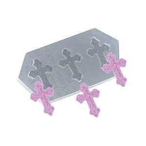 Molde de  Silicone 497 - Trio de Mini Cruzes