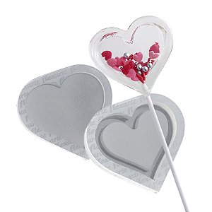 Molde de  Silicone 503 - Pirulito Coração Chocalho 6 Cm